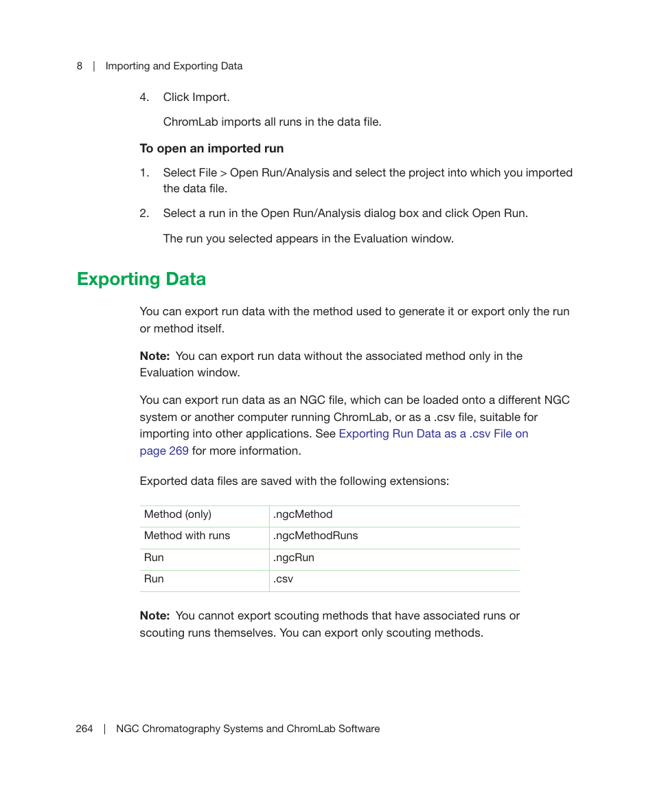 Exporting data, Exporting data on | Bio-Rad ChromLab™ Software User Manual | Page 266 / 300