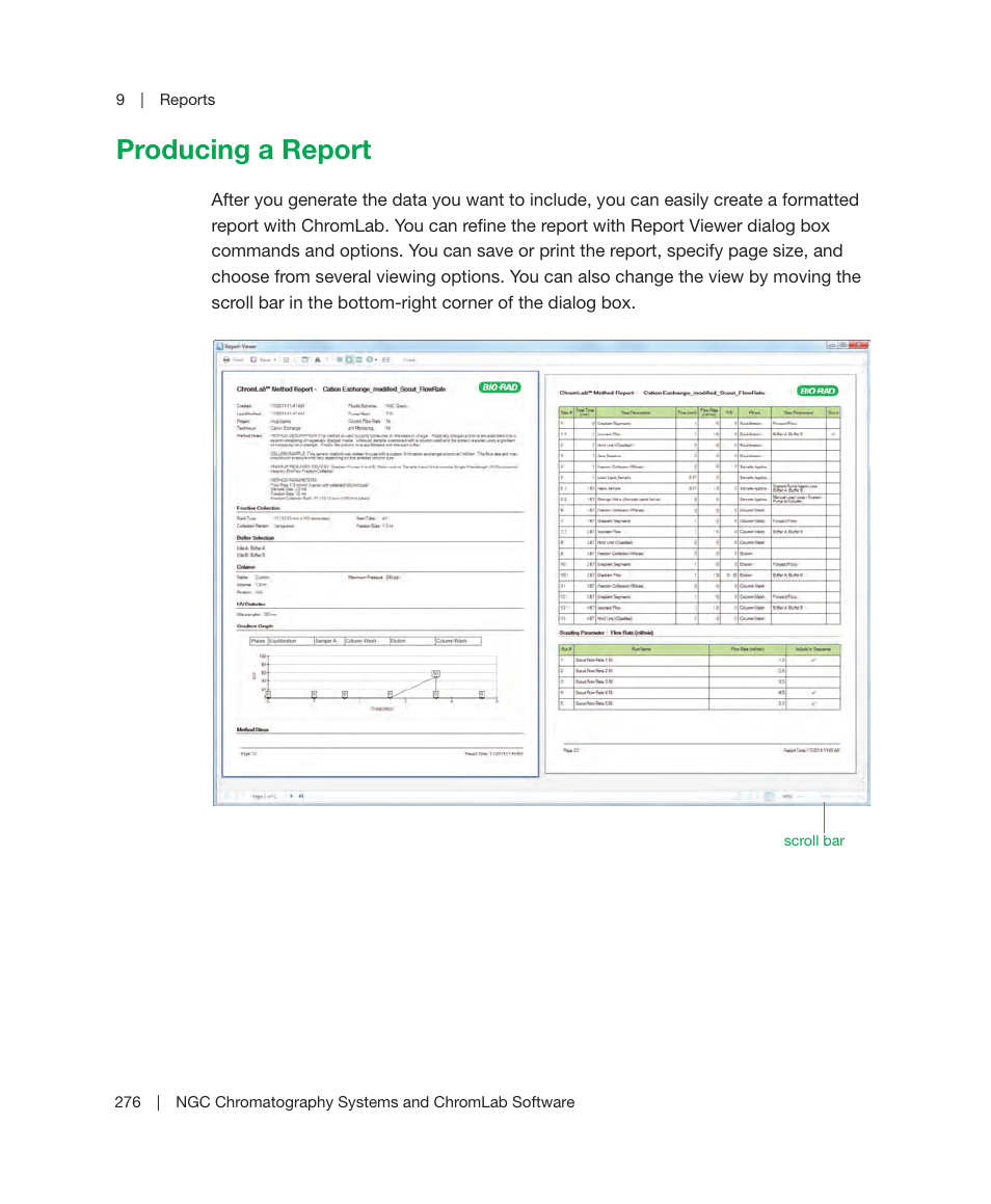 Producing a report | Bio-Rad ChromLab™ Software User Manual | Page 278 / 300