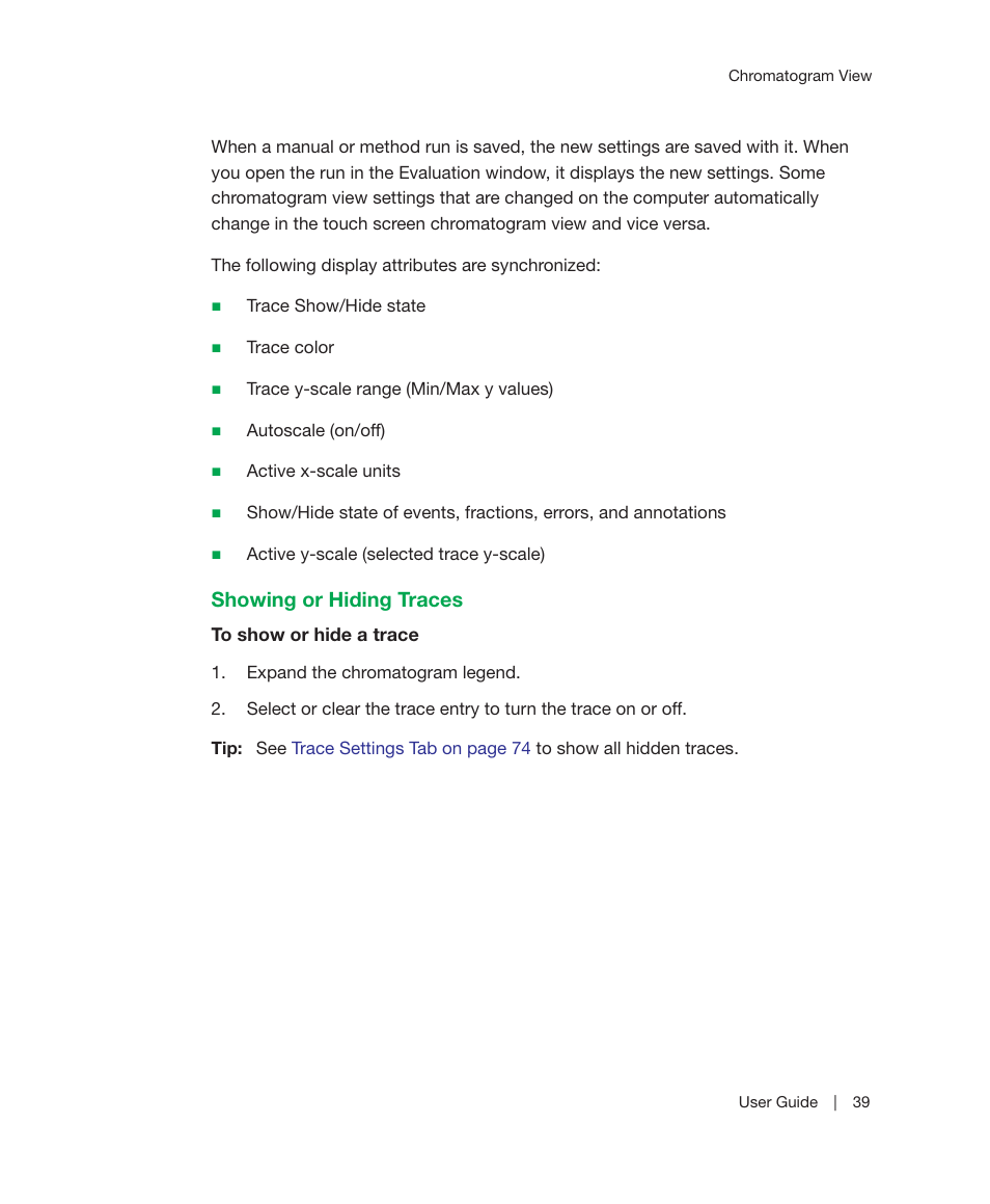 Showing or hiding traces | Bio-Rad ChromLab™ Software User Manual | Page 41 / 300