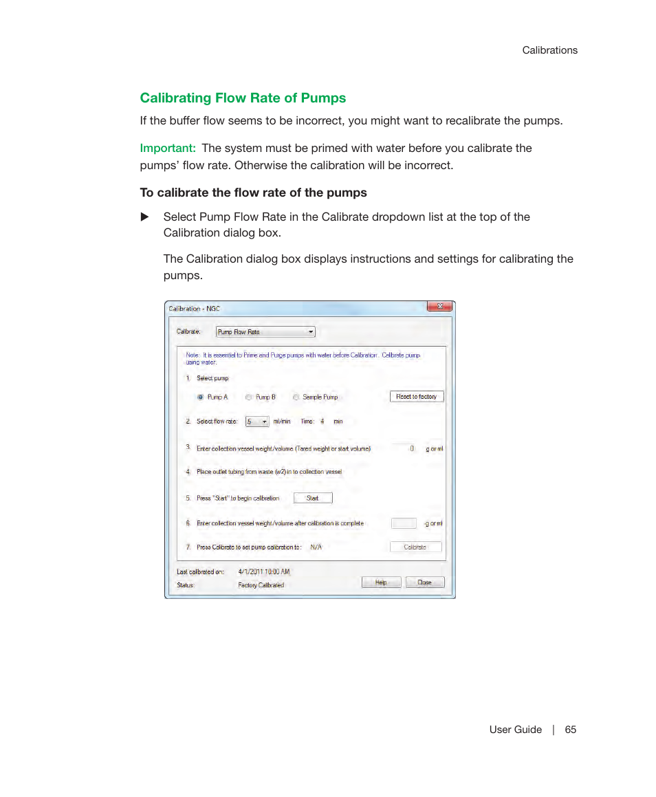 Calibrating flow rate of pumps | Bio-Rad ChromLab™ Software User Manual | Page 67 / 300