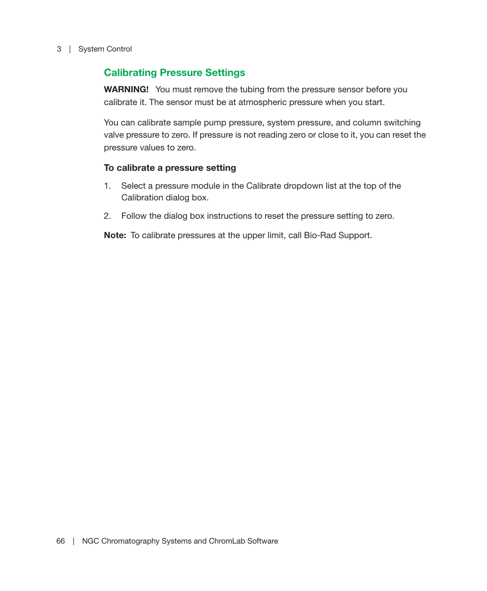Calibrating pressure settings | Bio-Rad ChromLab™ Software User Manual | Page 68 / 300