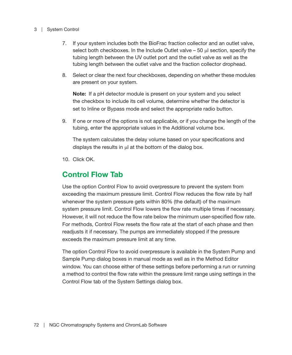 Control flow tab | Bio-Rad ChromLab™ Software User Manual | Page 74 / 300