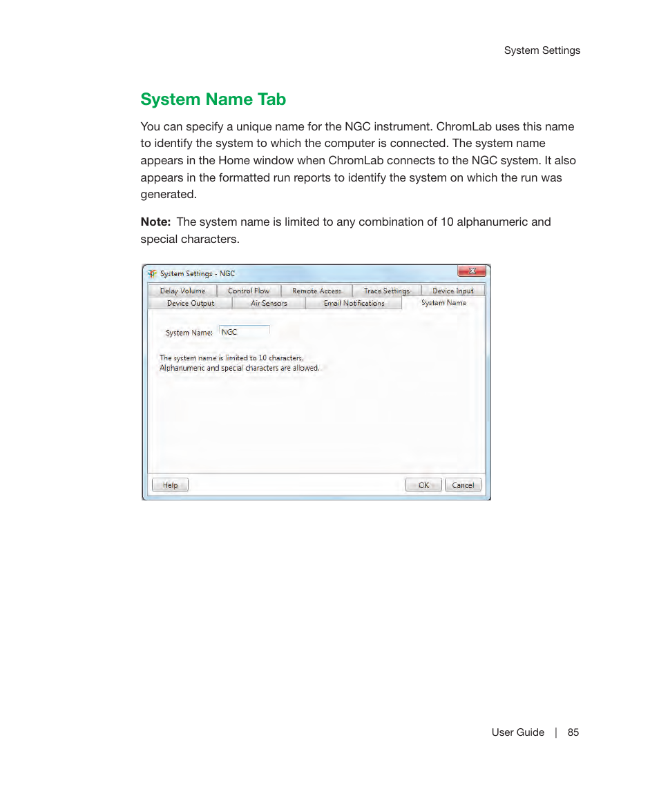 System name tab | Bio-Rad ChromLab™ Software User Manual | Page 87 / 300