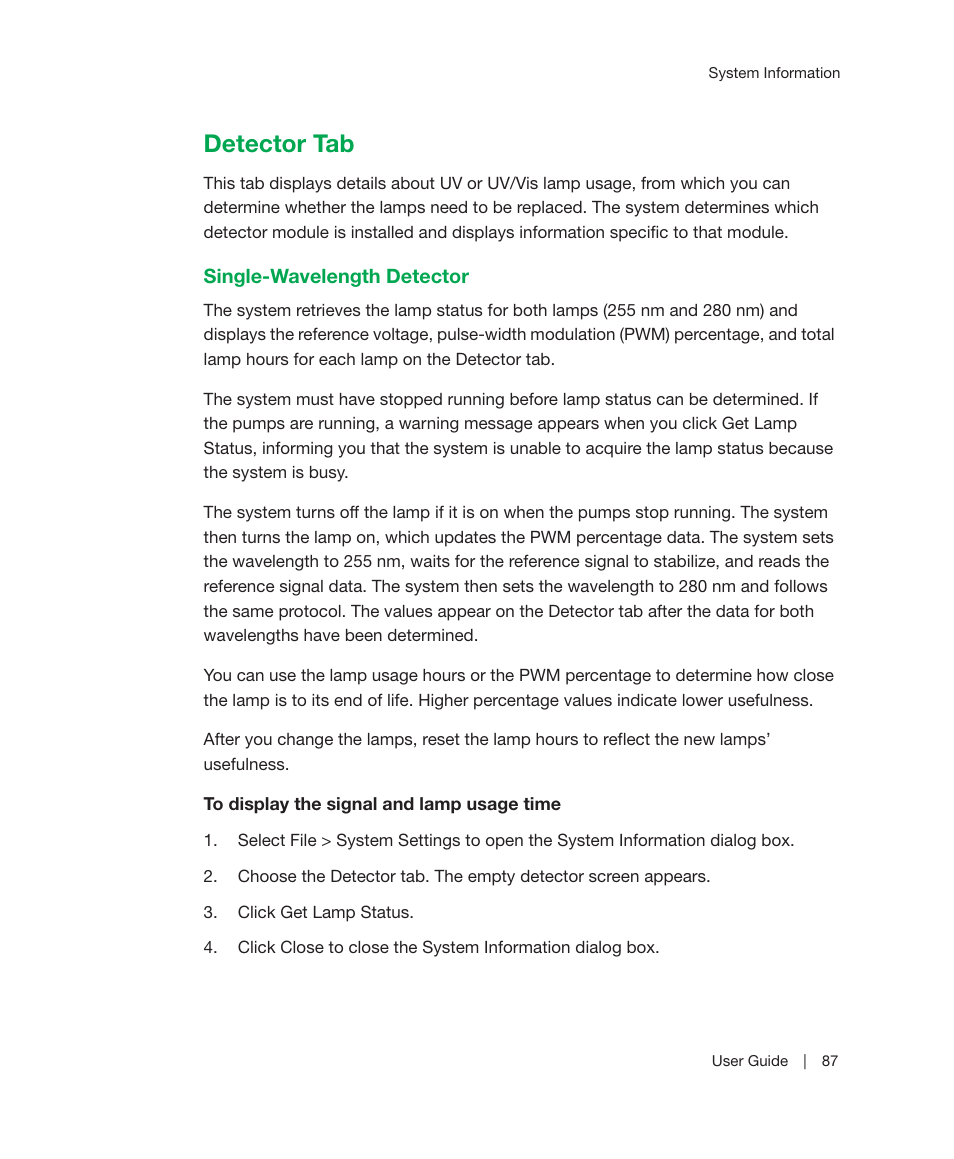 Detector tab, Single-wavelength detector | Bio-Rad ChromLab™ Software User Manual | Page 89 / 300