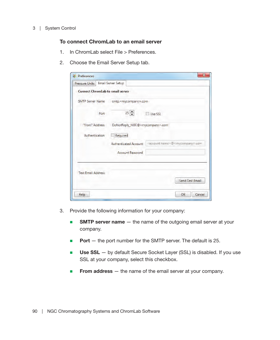 Omlab and your smtp server see, To connect | Bio-Rad ChromLab™ Software User Manual | Page 92 / 300