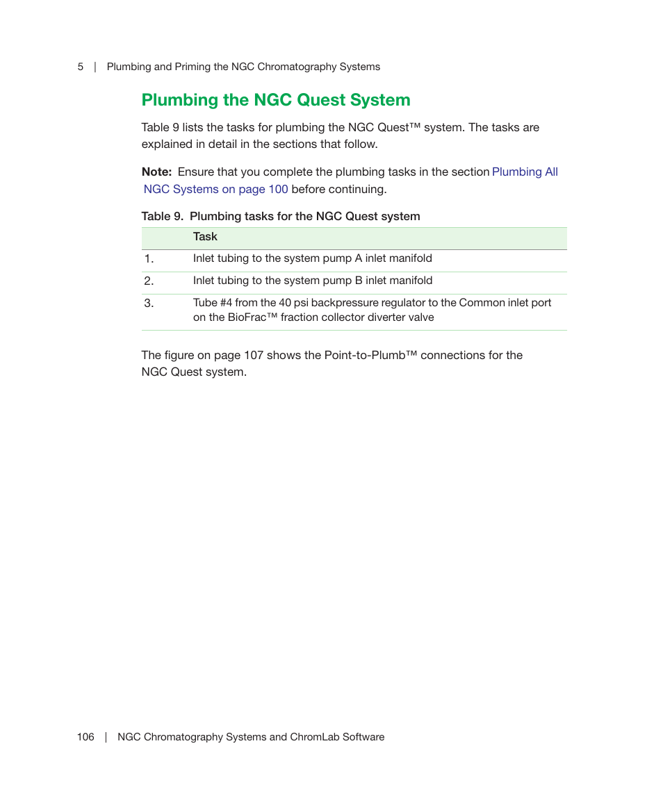Plumbing the ngc quest system | Bio-Rad ChromLab™ Software User Manual | Page 108 / 178