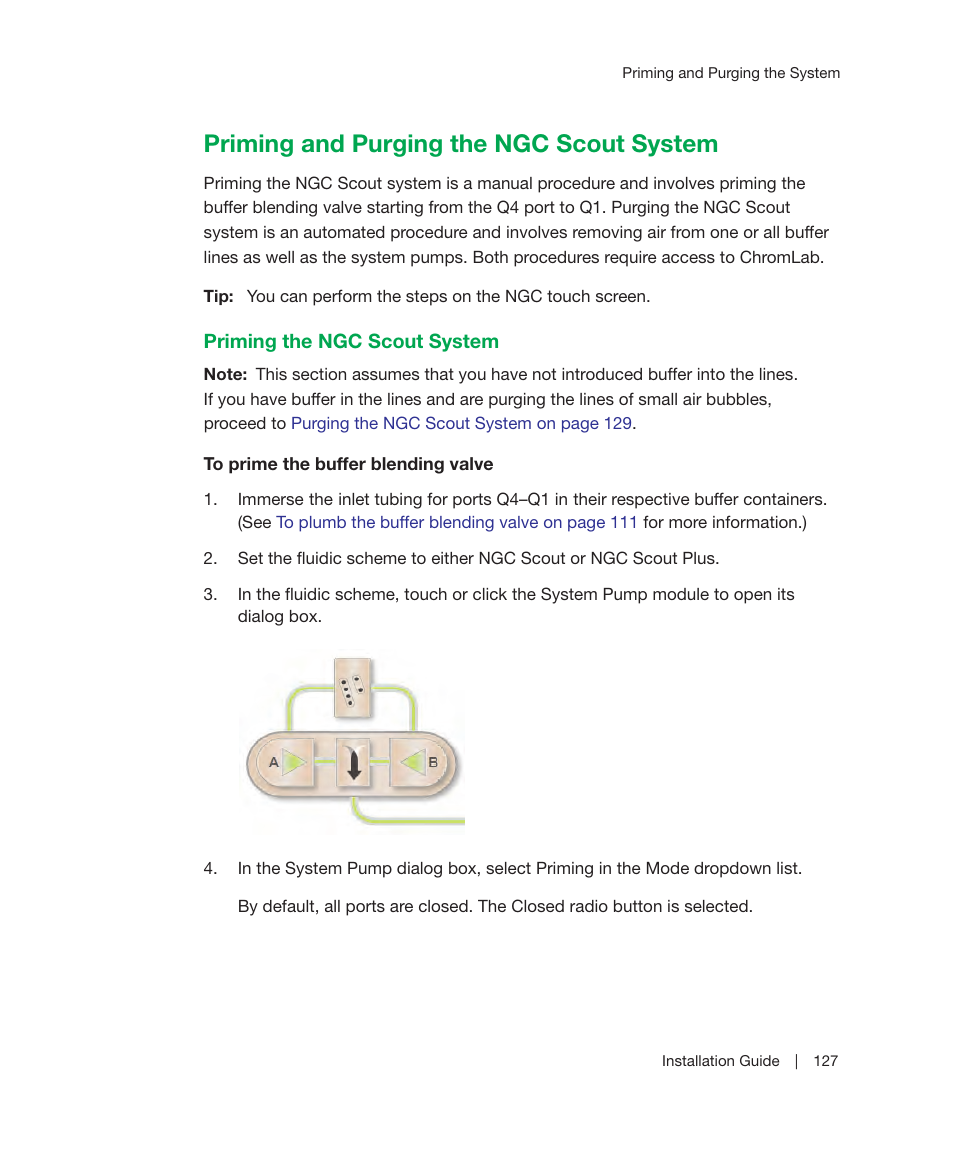 Priming and purging the ngc scout system | Bio-Rad ChromLab™ Software User Manual | Page 129 / 178