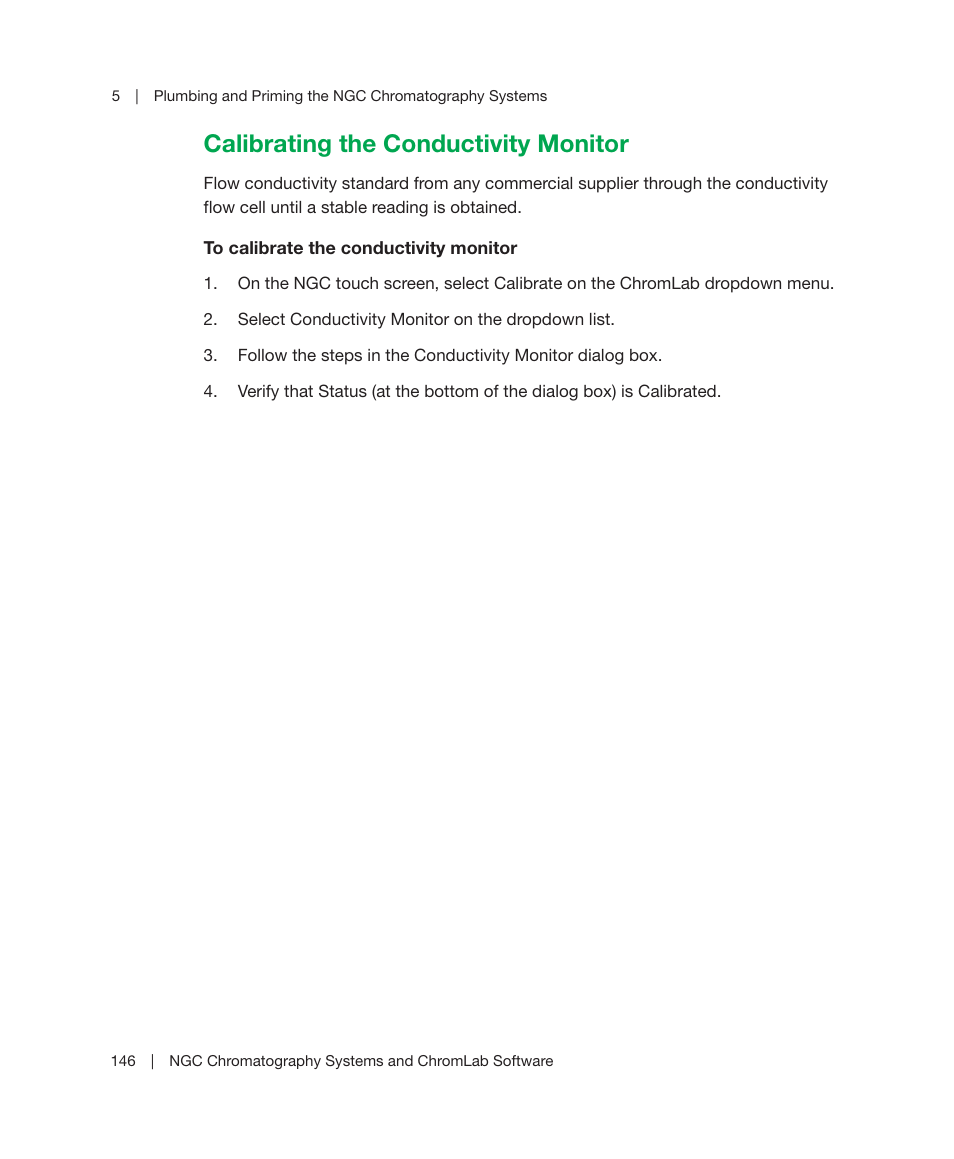 Calibrating the conductivity monitor | Bio-Rad ChromLab™ Software User Manual | Page 148 / 178