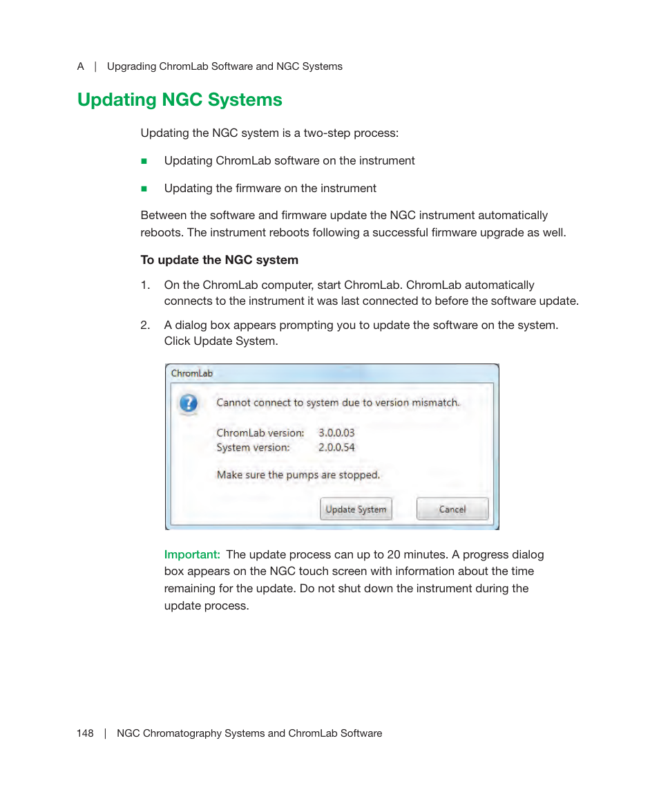 Updating ngc systems | Bio-Rad ChromLab™ Software User Manual | Page 150 / 178