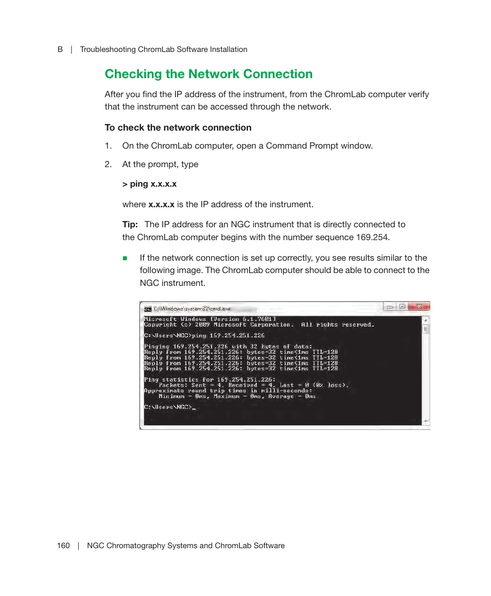 Checking the network connection | Bio-Rad ChromLab™ Software User Manual | Page 162 / 178