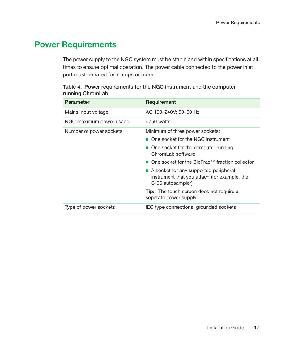 Power requirements | Bio-Rad ChromLab™ Software User Manual | Page 19 / 178