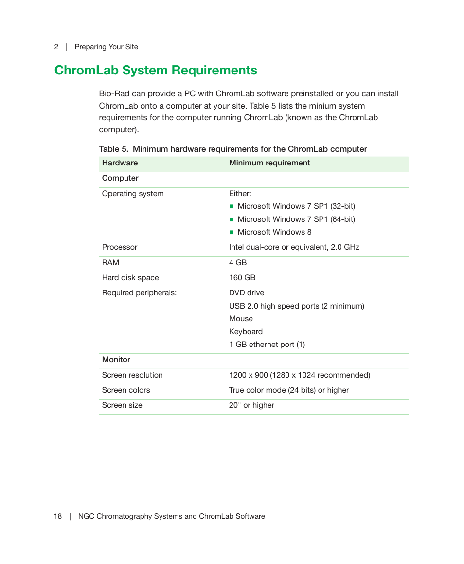 Chromlab system requirements | Bio-Rad ChromLab™ Software User Manual | Page 20 / 178