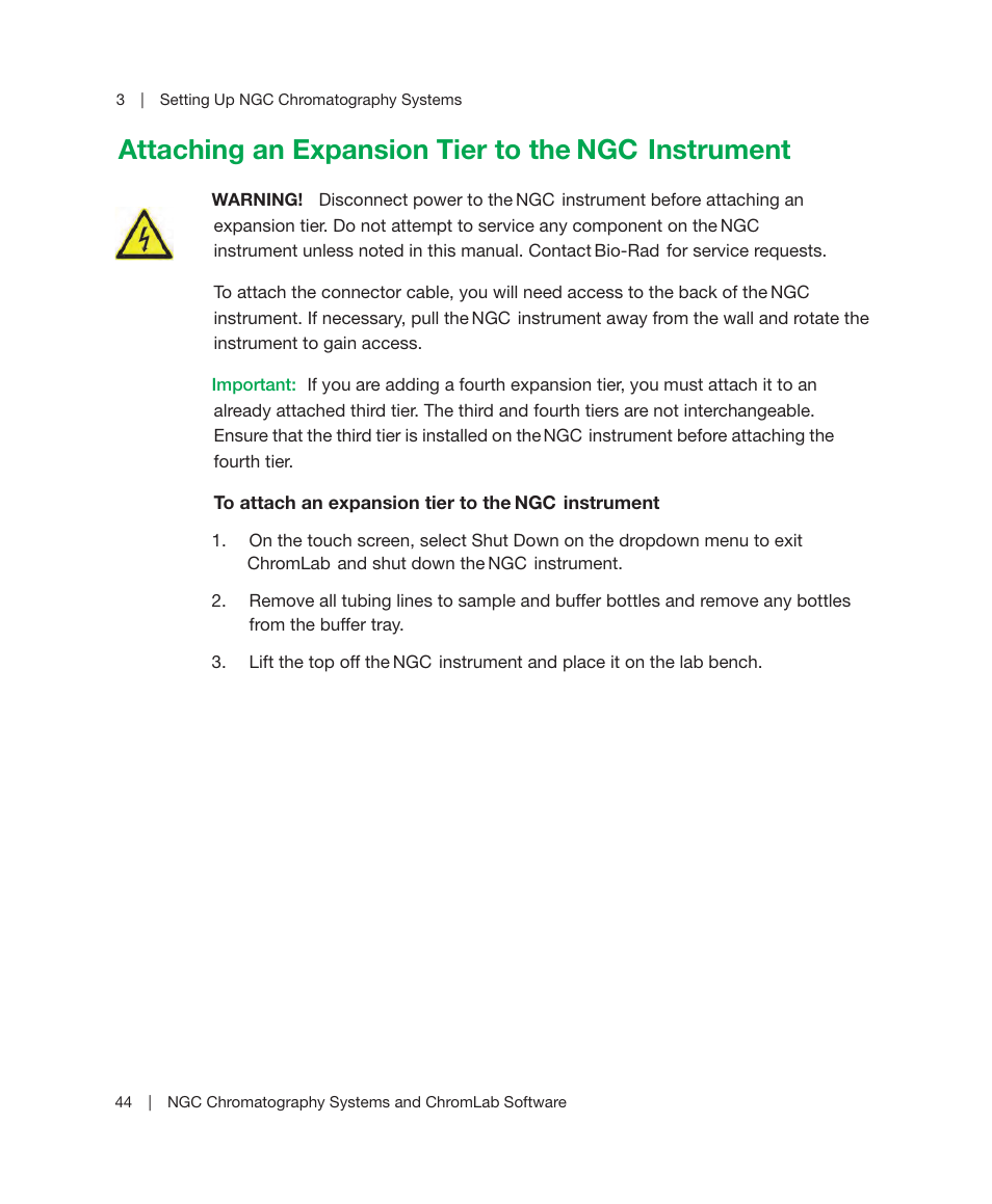 Attaching an expansion tier to the ngc instrument | Bio-Rad ChromLab™ Software User Manual | Page 46 / 178
