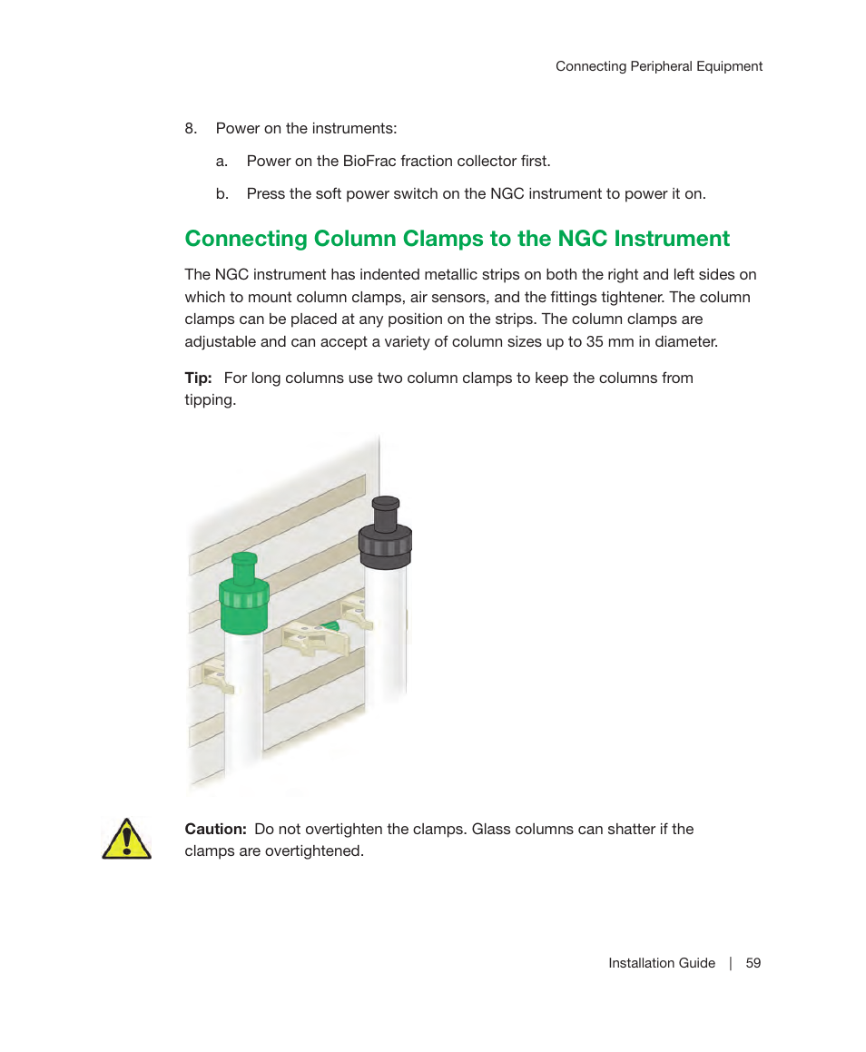 Connecting column clamps to the ngc instrument | Bio-Rad ChromLab™ Software User Manual | Page 61 / 178