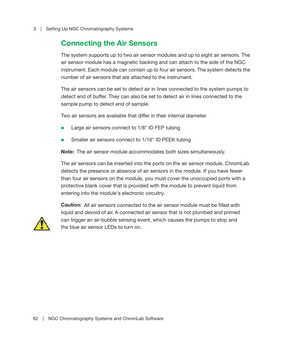Connecting the air sensors | Bio-Rad ChromLab™ Software User Manual | Page 64 / 178