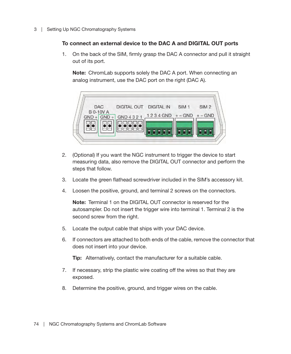 Al out port. see the section, To connect an external device to the | Bio-Rad ChromLab™ Software User Manual | Page 76 / 178