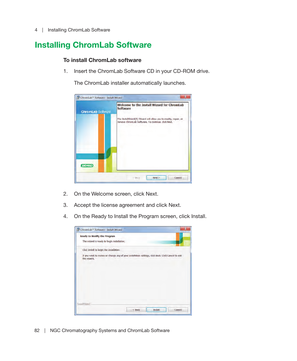 Installing chromlab software | Bio-Rad ChromLab™ Software User Manual | Page 84 / 178