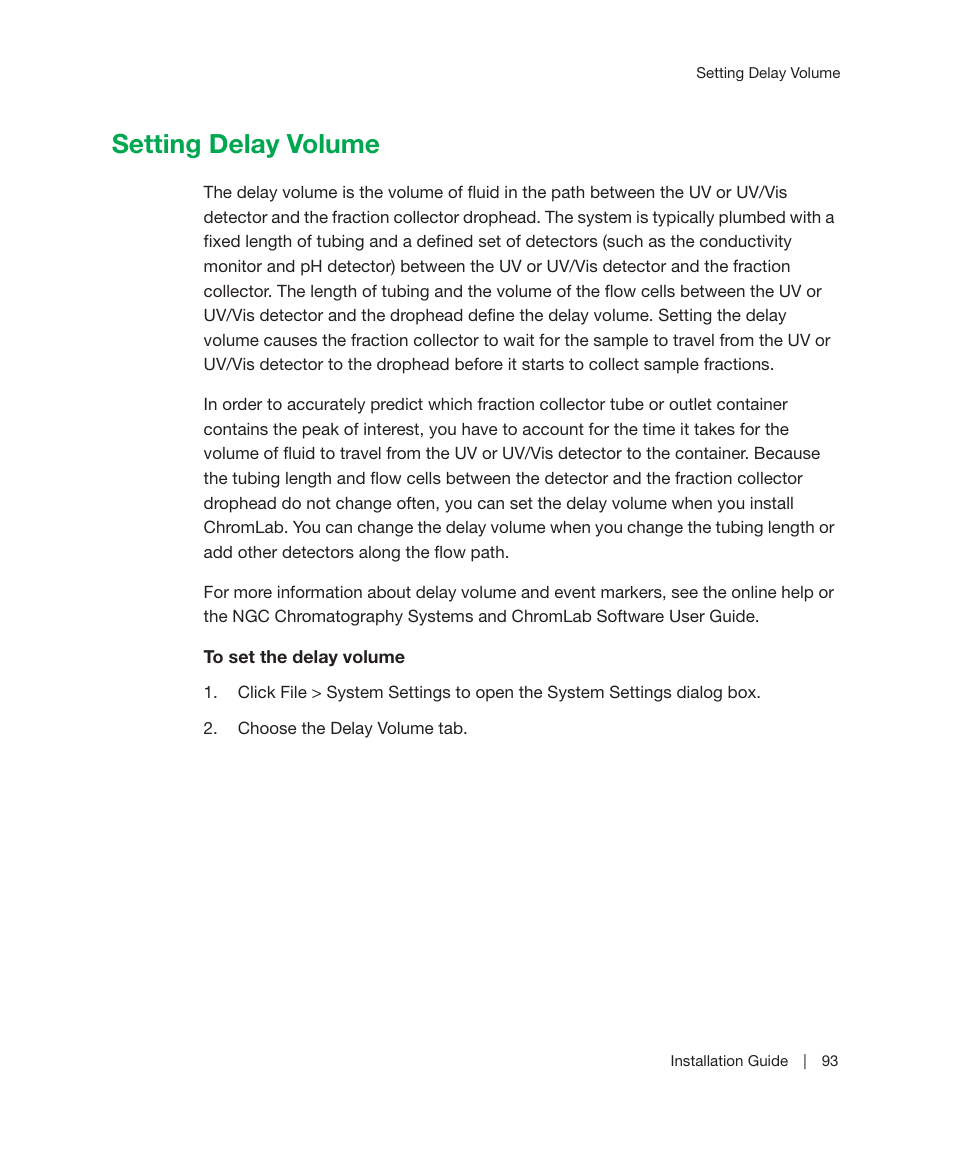 Setting delay volume | Bio-Rad ChromLab™ Software User Manual | Page 95 / 178