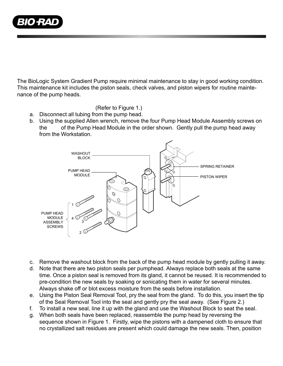 Bio-Rad BioLogic DuoFlow Pathfinder 80 System HR Gradient Pump Maintenance Kit User Manual | 4 pages