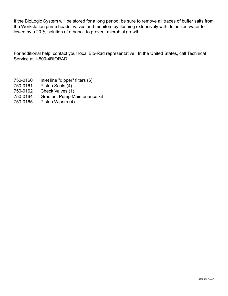 Bio-Rad BioLogic DuoFlow Pathfinder 80 System HR Gradient Pump Maintenance Kit User Manual | Page 4 / 4