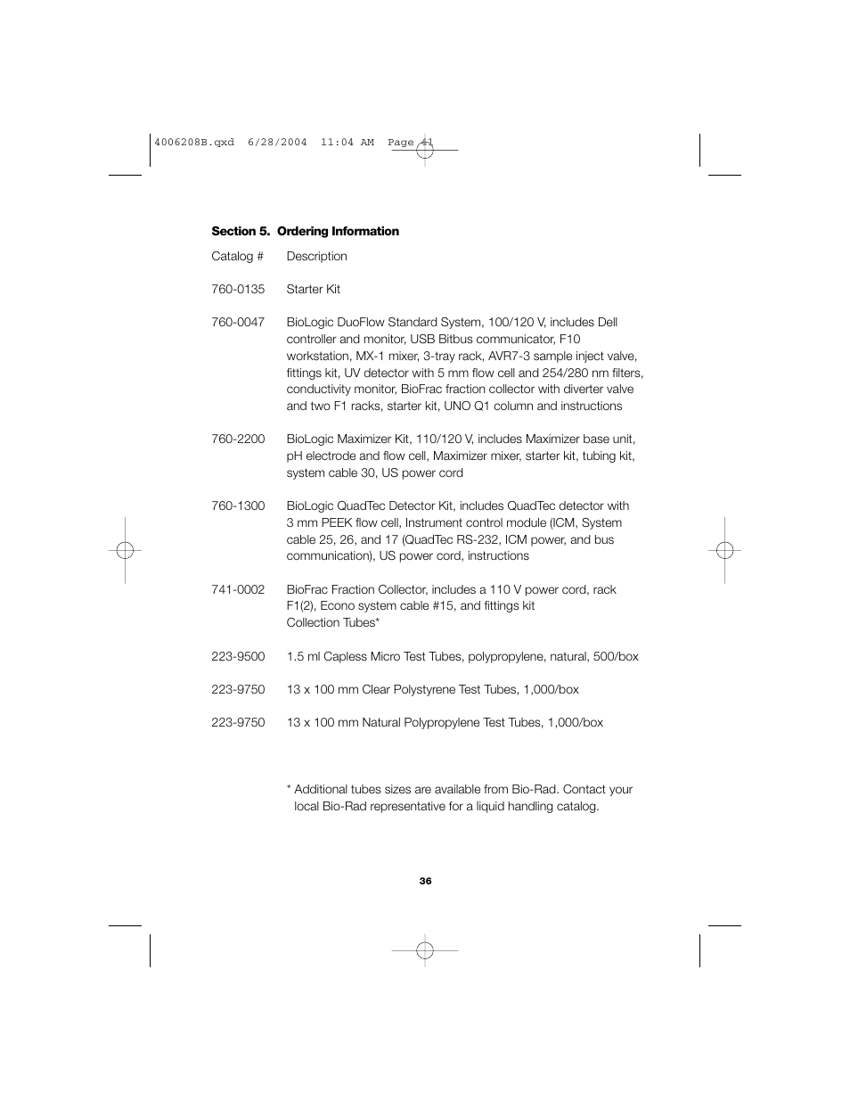 Bio-Rad BioLogic DuoFlow Pathfinder 80 System DuoFlow Chromatography System Starter Kit User Manual | Page 39 / 40