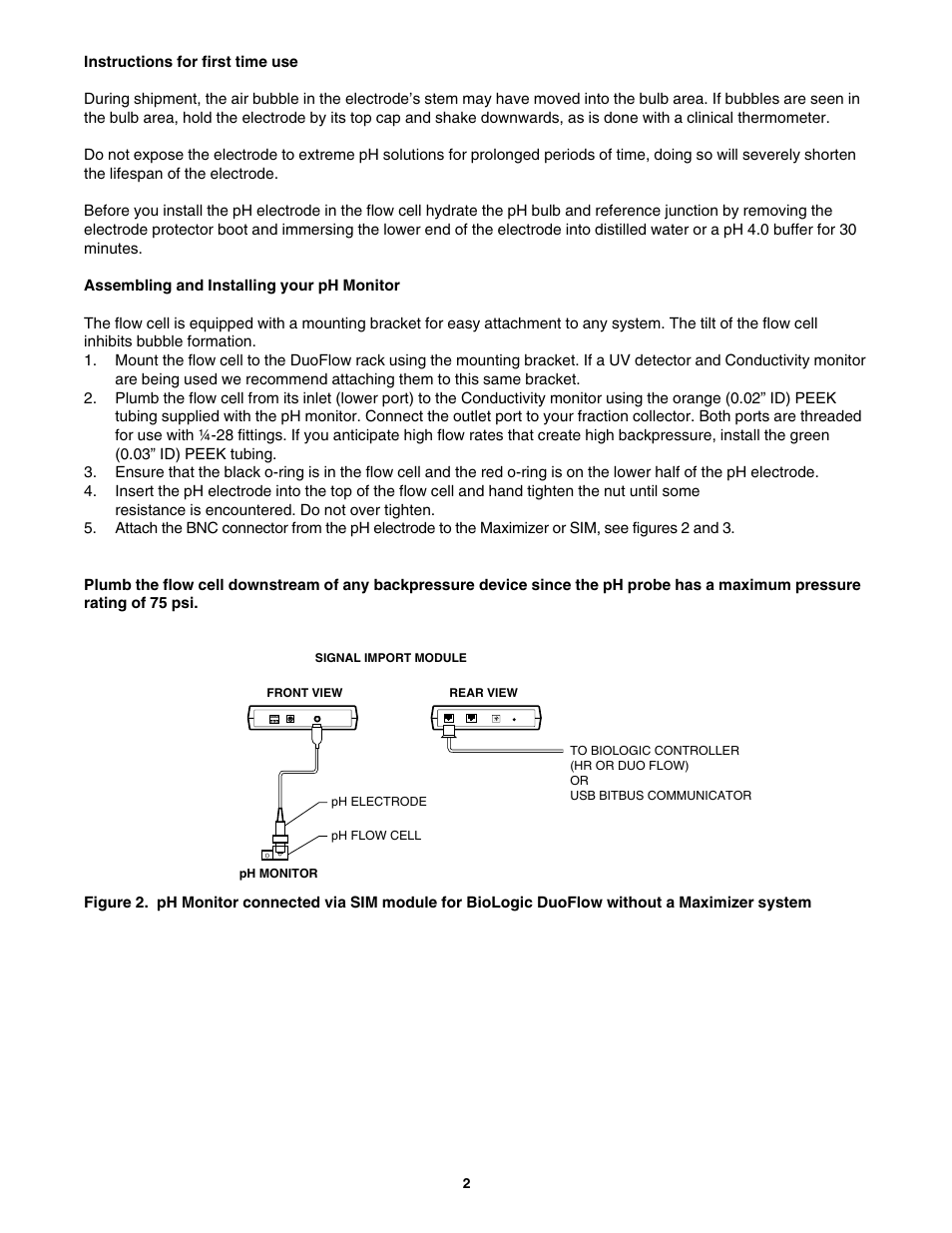 Bio-Rad BioLogic DuoFlow™ pH Monitor User Manual | Page 2 / 4