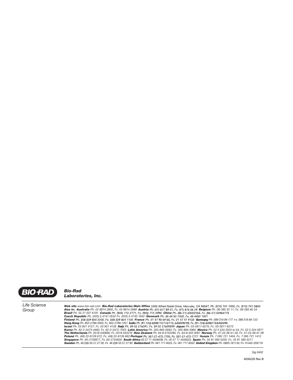 Life science group, Bio-rad laboratories, inc | Bio-Rad BioLogic Signal Import Module (SIM) User Manual | Page 239 / 239