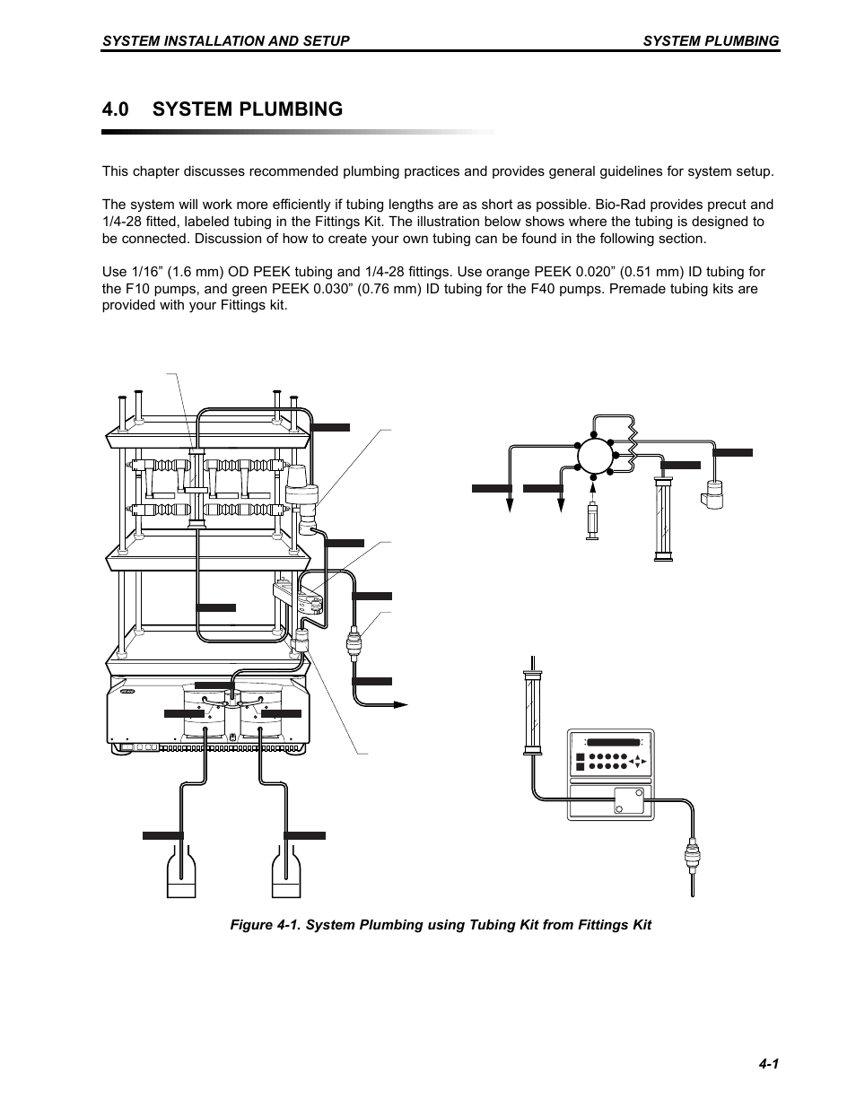 0 system plumbing, System plumbing system installation and setup 4-1 | Bio-Rad BioLogic Signal Import Module (SIM) User Manual | Page 93 / 239