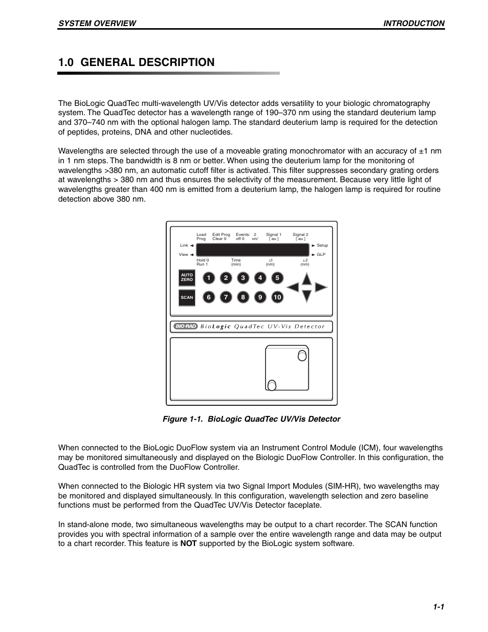 0 general description | Bio-Rad BioLogic QuadTec™ Detector and Components User Manual | Page 6 / 58