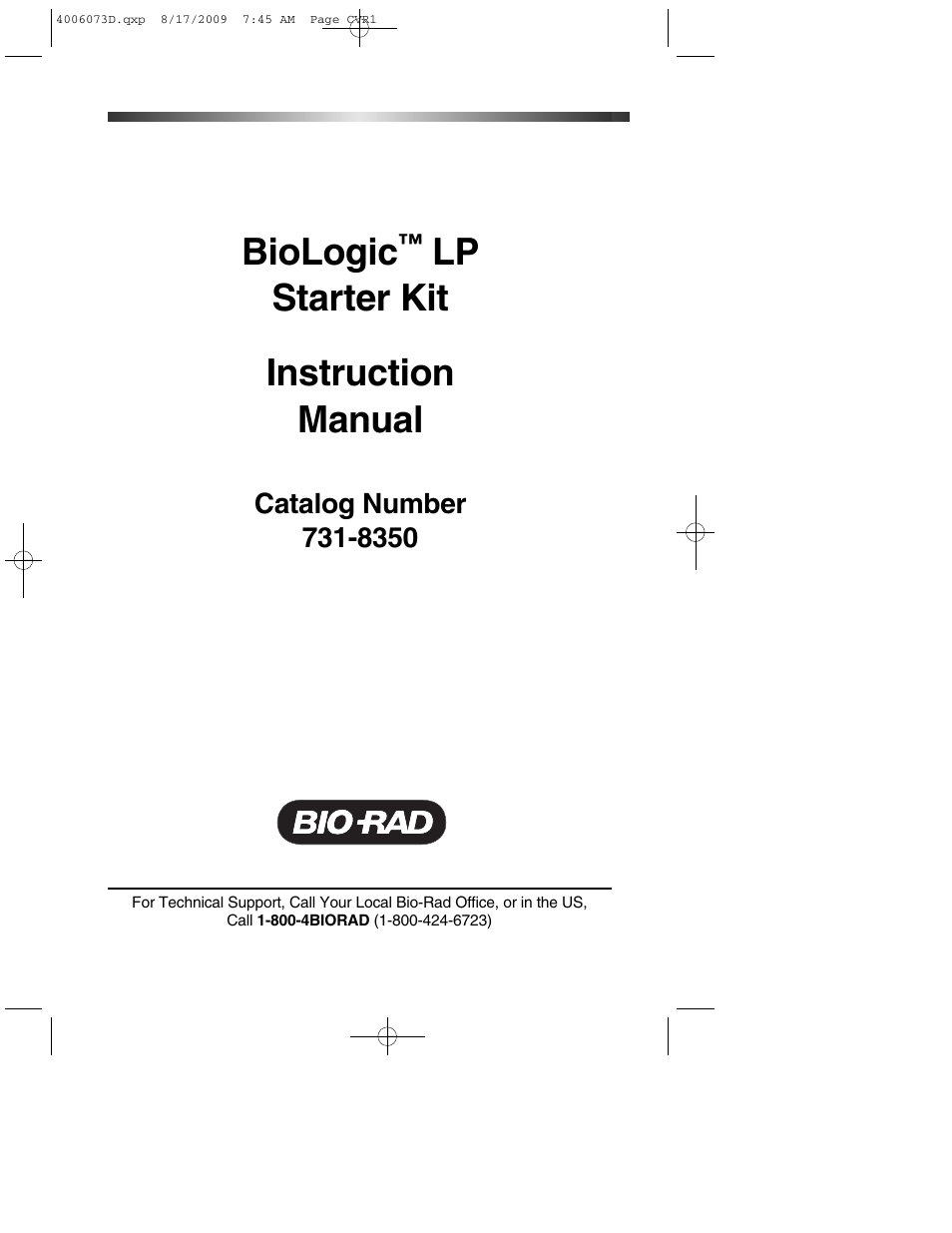 Bio-Rad BioLogic LP System User Manual | 28 pages