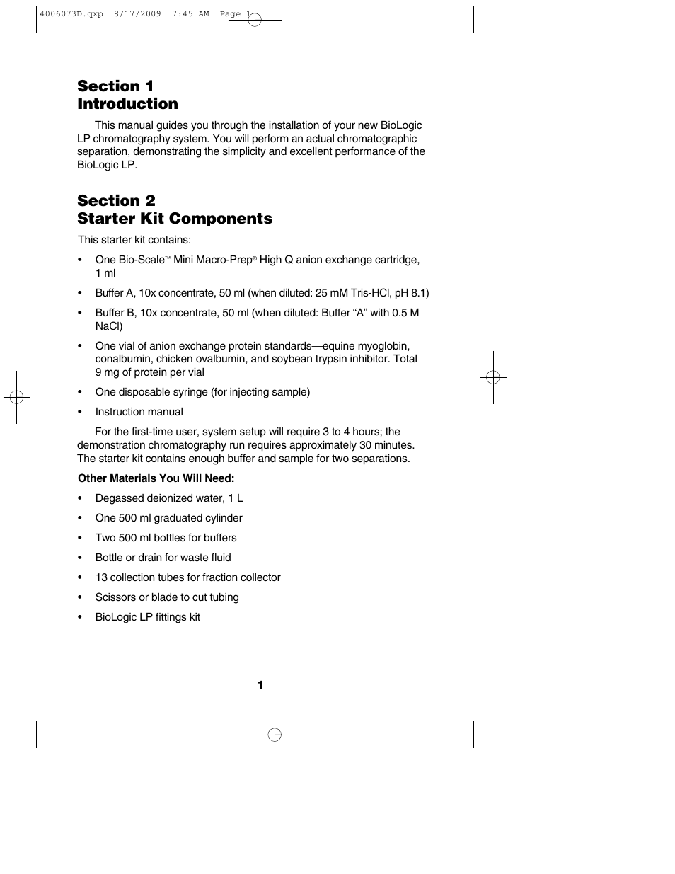 Bio-Rad BioLogic LP System User Manual | Page 5 / 28