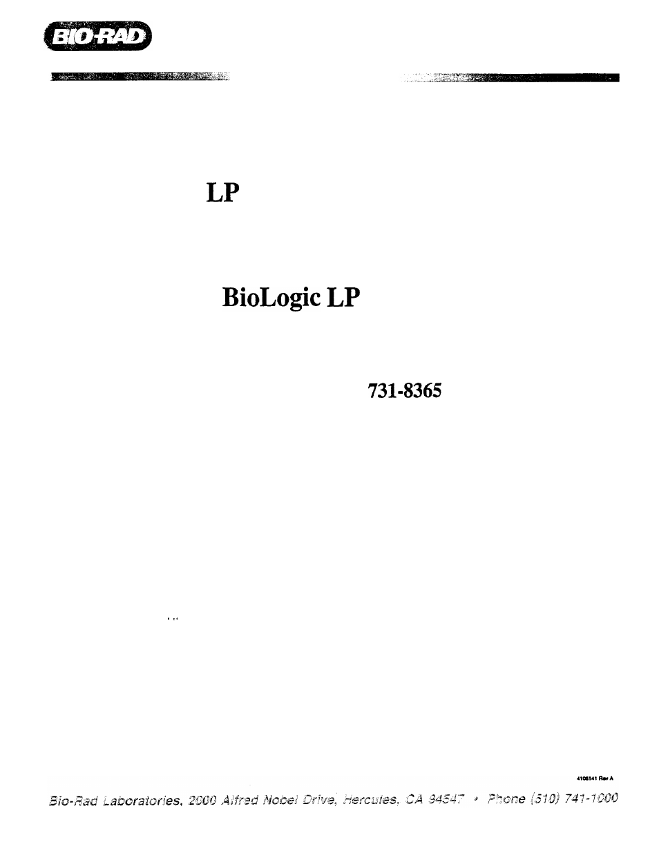 Bio-Rad LP Data View Software for BioLogic LP System User Manual | 5 pages