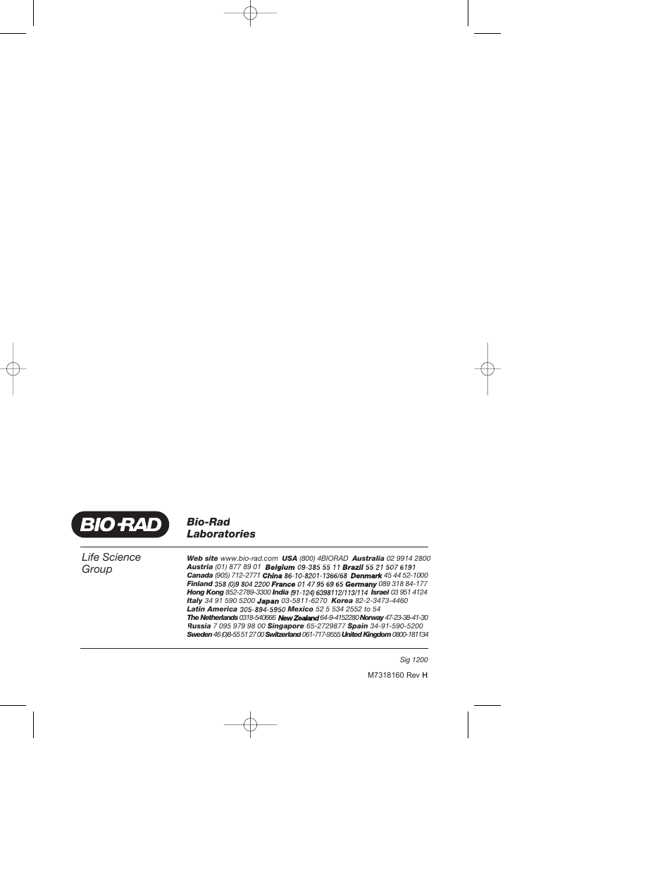 Life science group, Bio-rad laboratories | Bio-Rad Model EM-1 Econo™ UV Monitor User Manual | Page 23 / 23