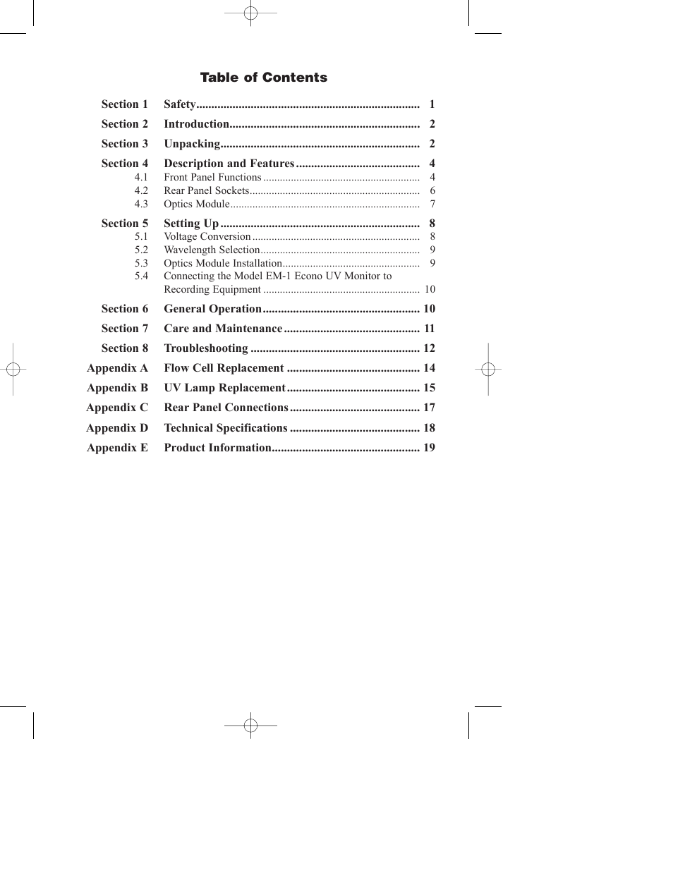 Bio-Rad Model EM-1 Econo™ UV Monitor User Manual | Page 3 / 23