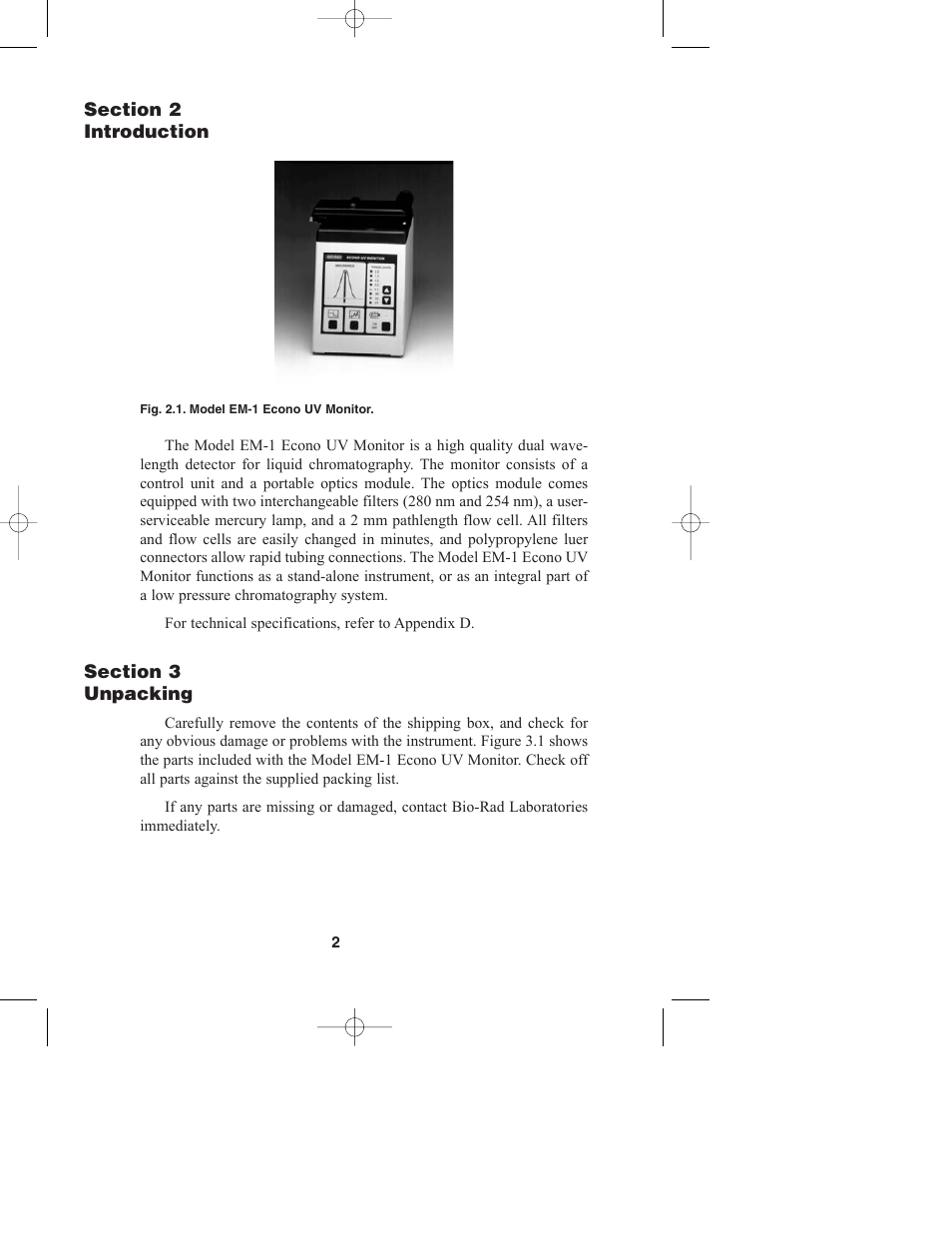 Bio-Rad Model EM-1 Econo™ UV Monitor User Manual | Page 5 / 23