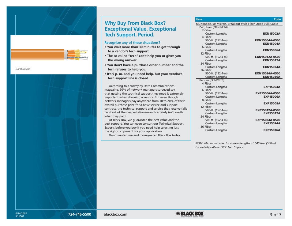 3 of 3 | Black Box Fiber Optic Bulk Cable User Manual | Page 3 / 3