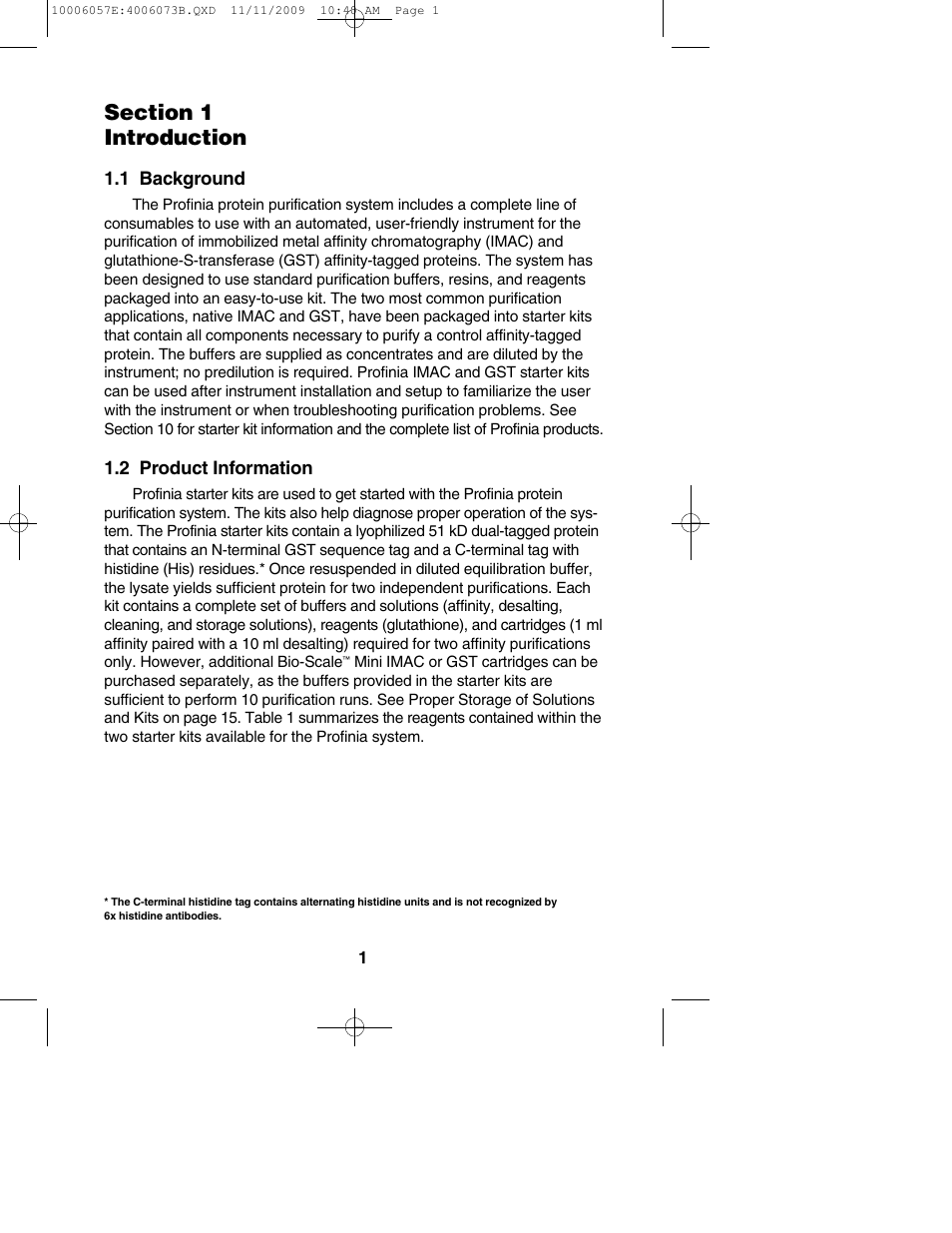 1 background, 2 product information | Bio-Rad Profinia Protein Purification System Kits User Manual | Page 5 / 24