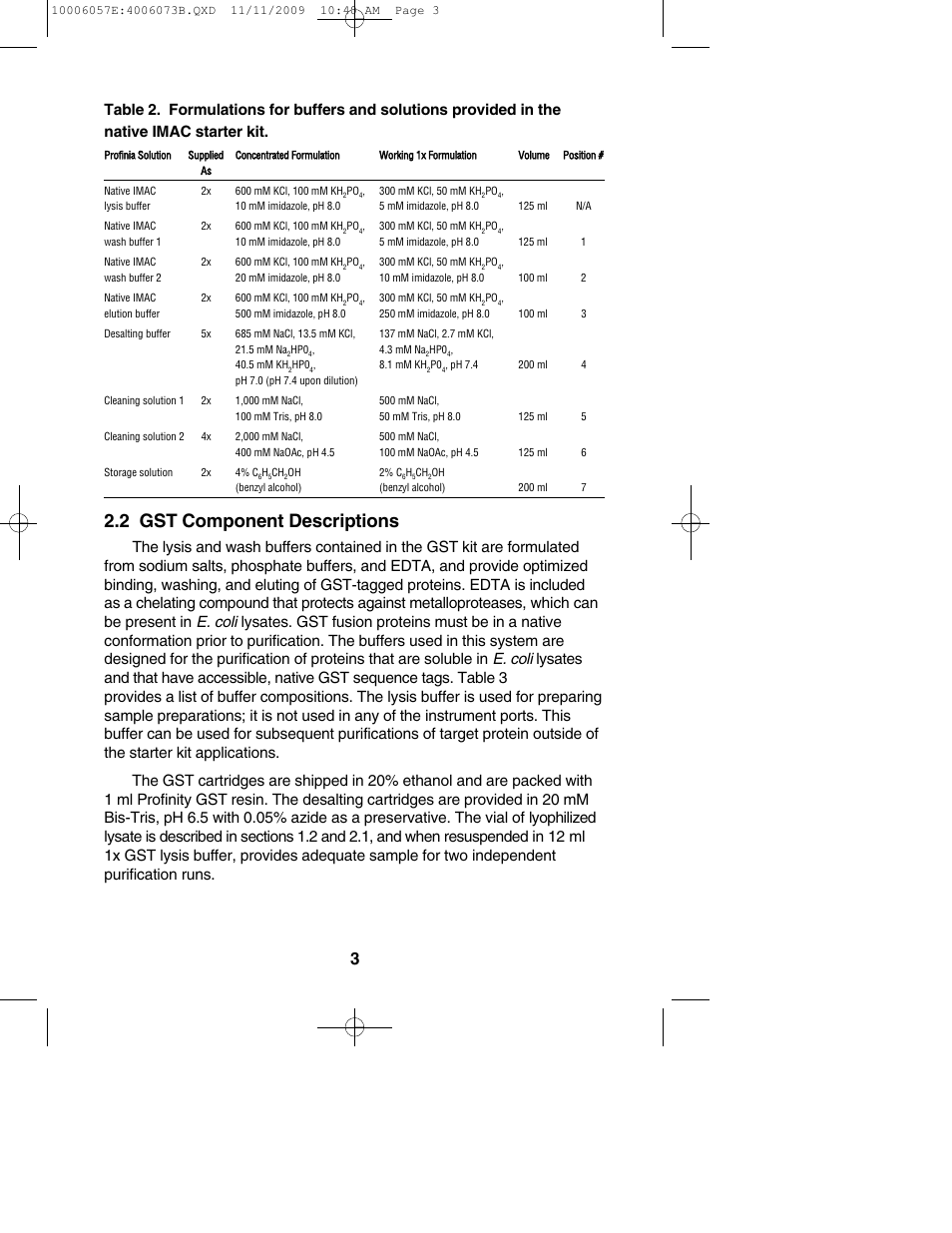 2 gst component descriptions | Bio-Rad Profinia Protein Purification System Kits User Manual | Page 7 / 24