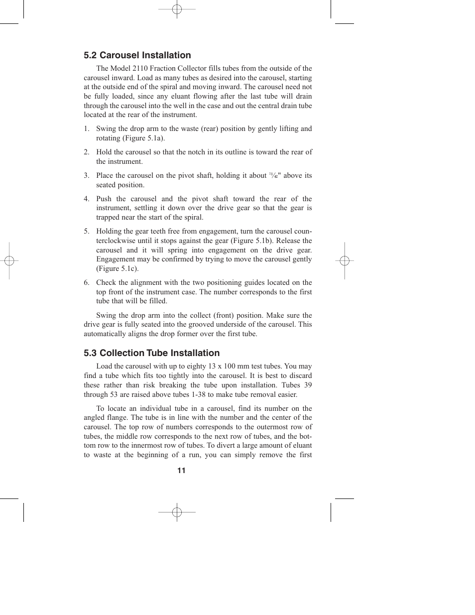 2 carousel installation, 3 collection tube installation | Bio-Rad Model 2110 Fraction Collector User Manual | Page 15 / 29