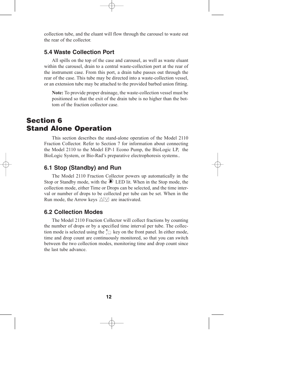 Bio-Rad Model 2110 Fraction Collector User Manual | Page 16 / 29