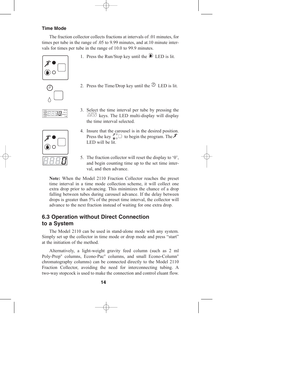 3 operation without direct connection to a system | Bio-Rad Model 2110 Fraction Collector User Manual | Page 18 / 29