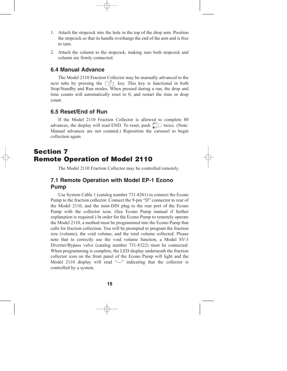 Bio-Rad Model 2110 Fraction Collector User Manual | Page 19 / 29