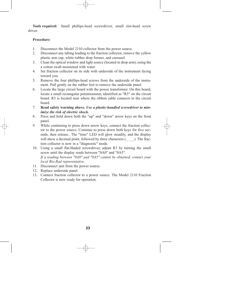 Bio-Rad Model 2110 Fraction Collector User Manual | Page 27 / 29