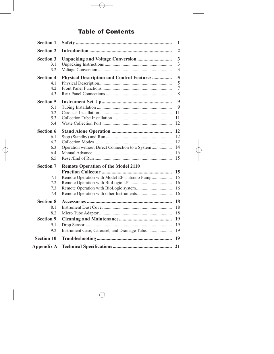 Bio-Rad Model 2110 Fraction Collector User Manual | Page 3 / 29