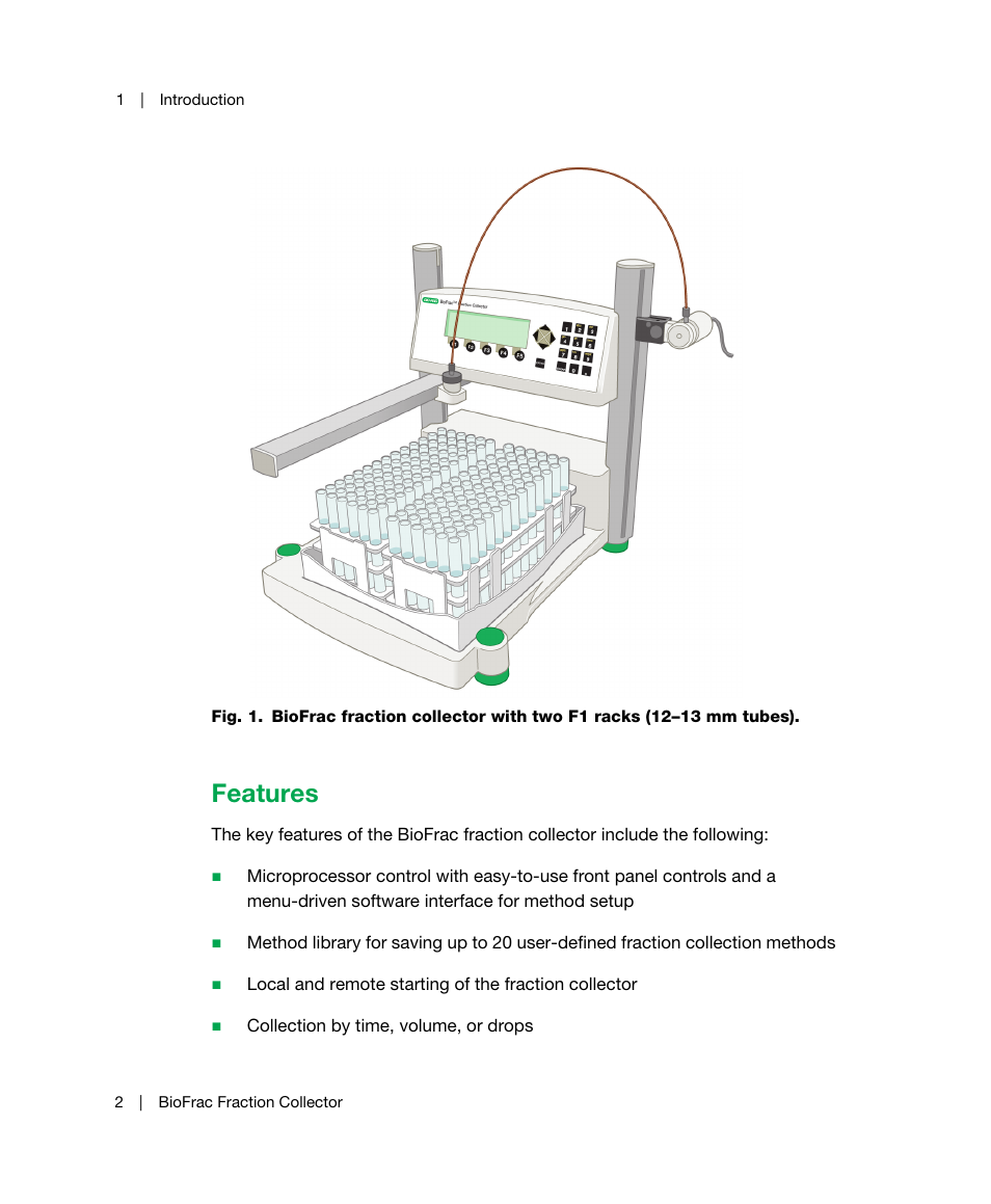 Features | Bio-Rad BioFrac™ Fraction Collector User Manual | Page 10 / 106