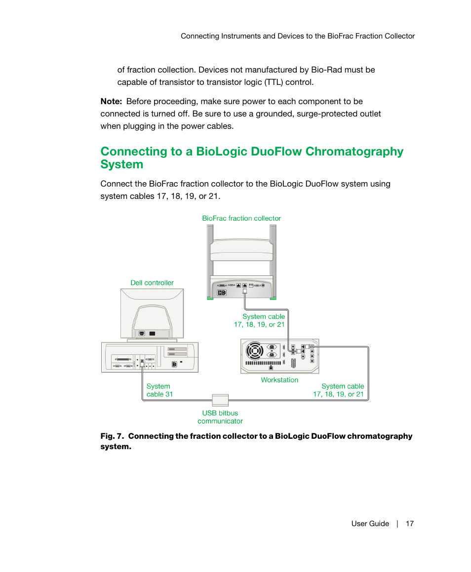 Connecting to a | Bio-Rad BioFrac™ Fraction Collector User Manual | Page 25 / 106