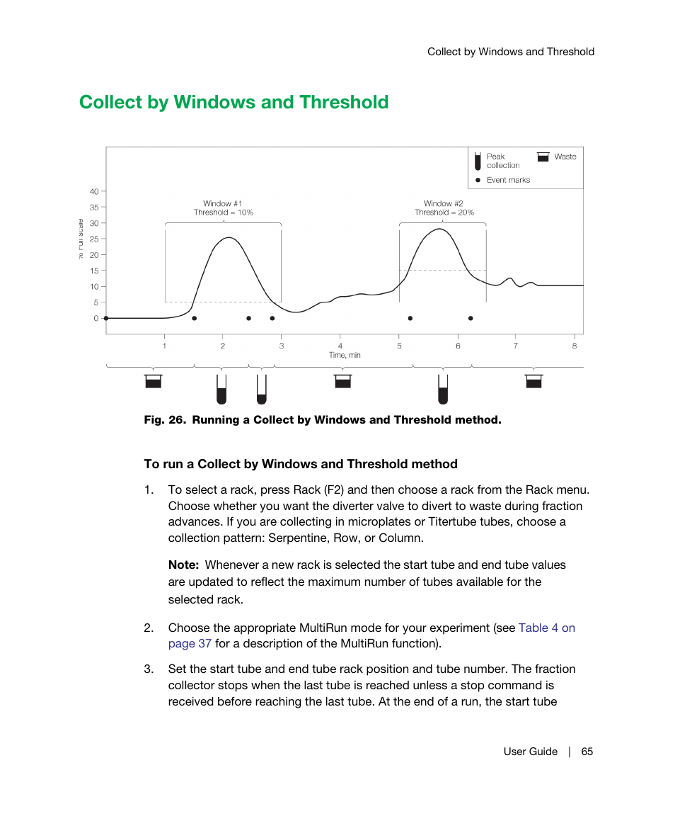 Collect by windows and threshold | Bio-Rad BioFrac™ Fraction Collector User Manual | Page 73 / 106