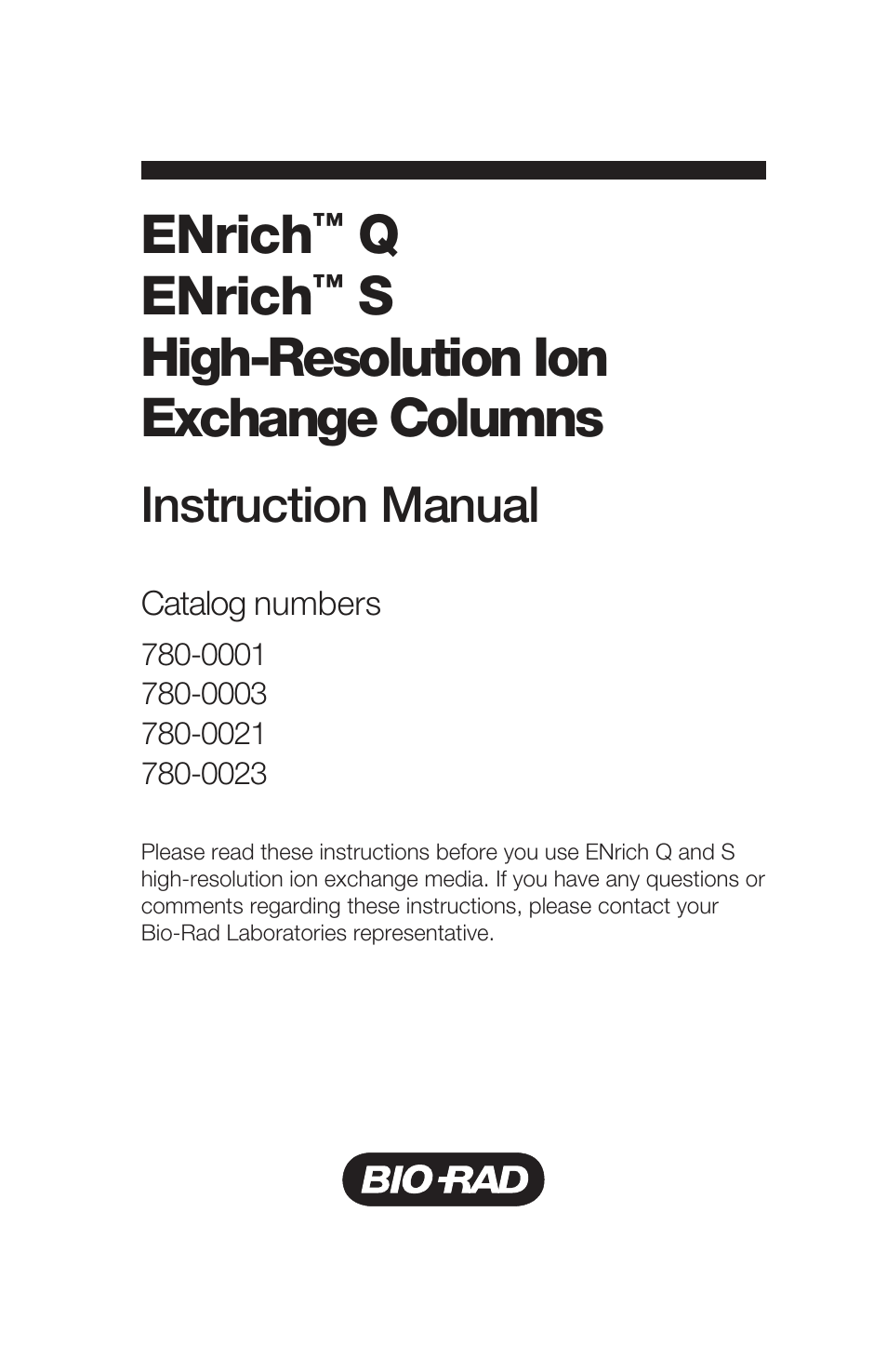 Bio-Rad ENrich™ High-Resolution Ion Exchange Columns User Manual | 20 pages