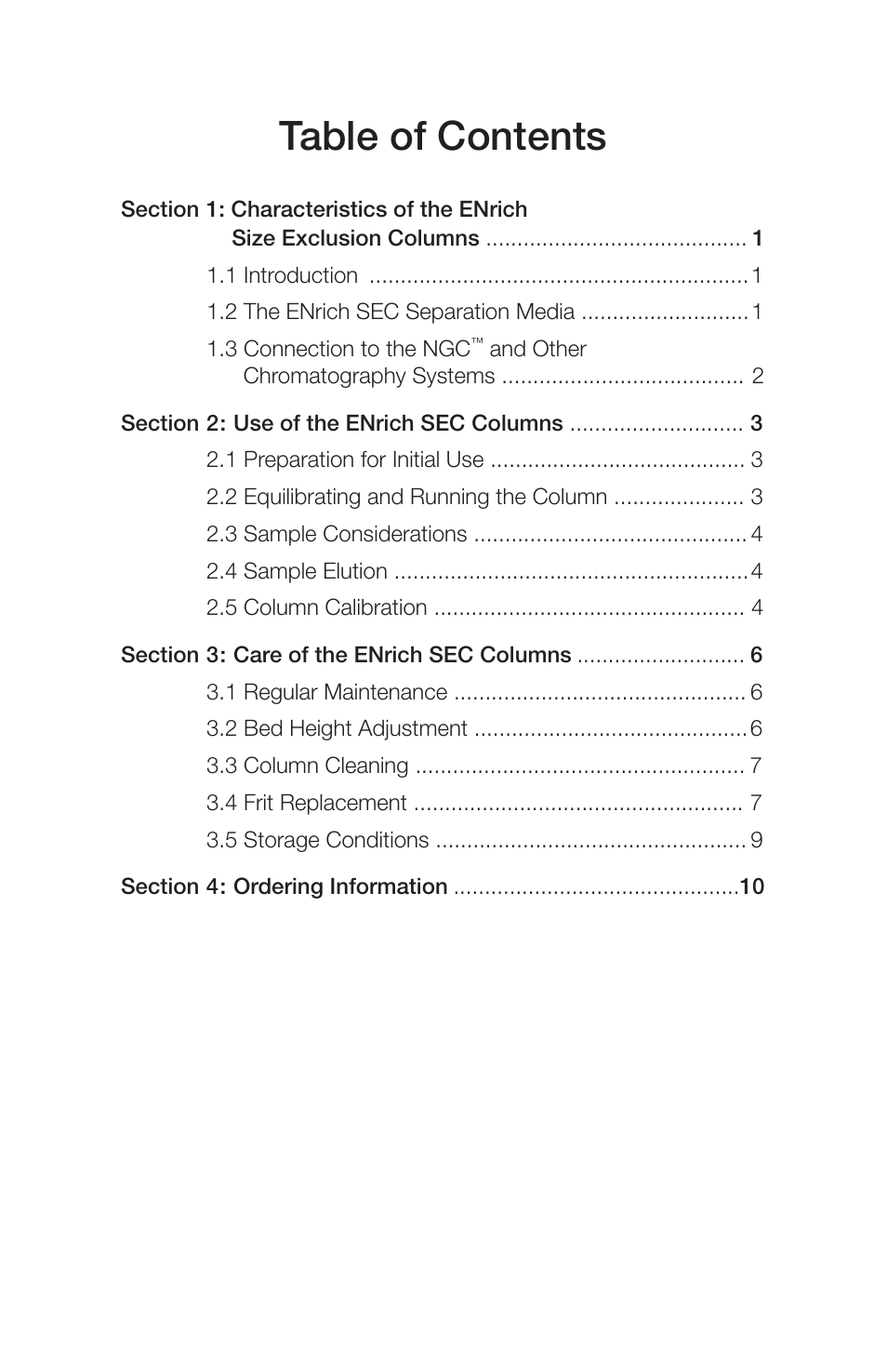 Bio-Rad ENrich™ High-Resolution Size Exclusion Columns User Manual | Page 3 / 16