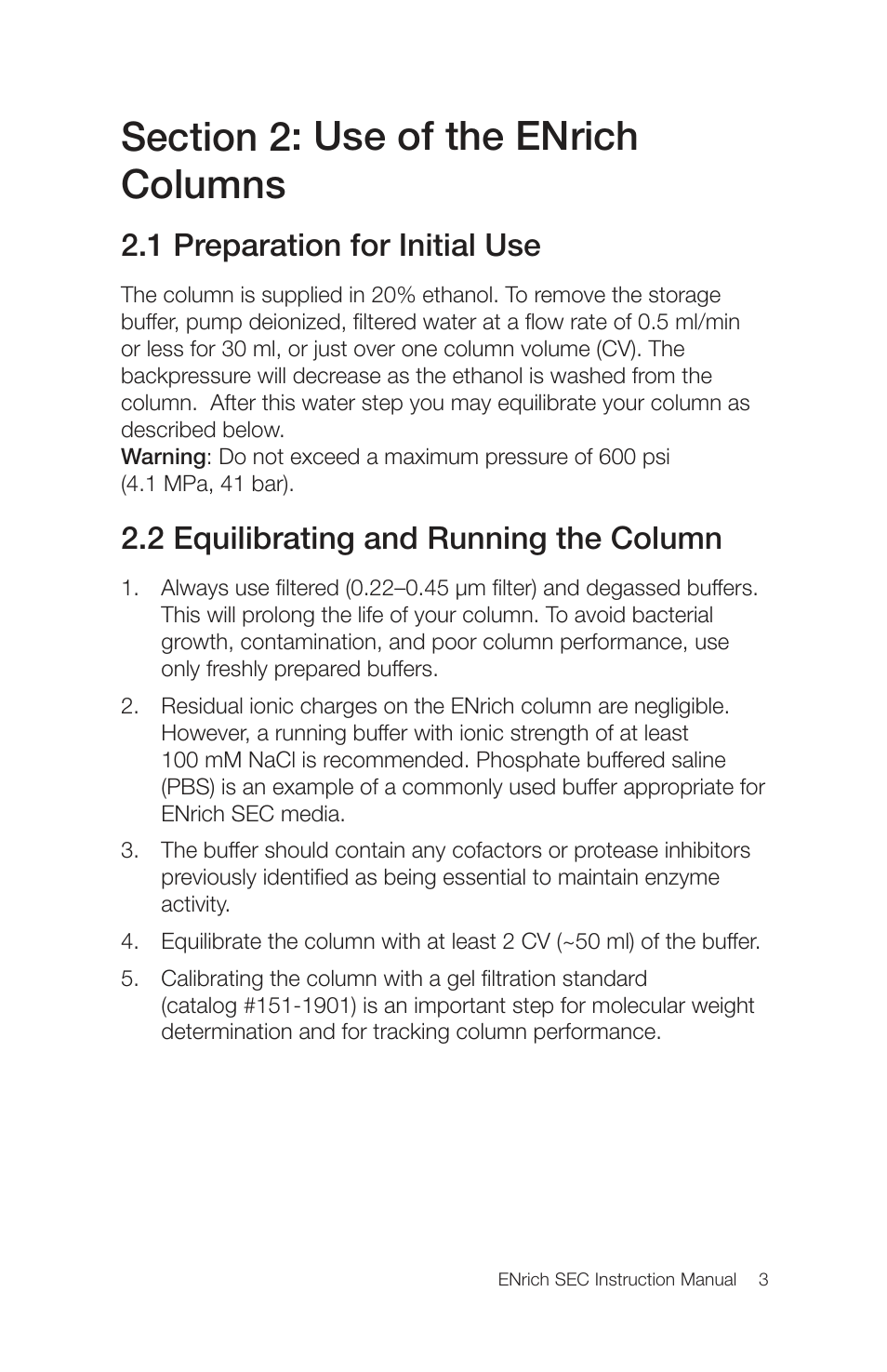 Bio-Rad ENrich™ High-Resolution Size Exclusion Columns User Manual | Page 7 / 16